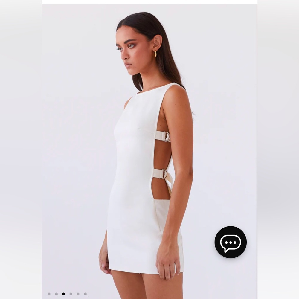 NWT Peppermayo Cherish You Buckle Mini Dress - white size 0 XS